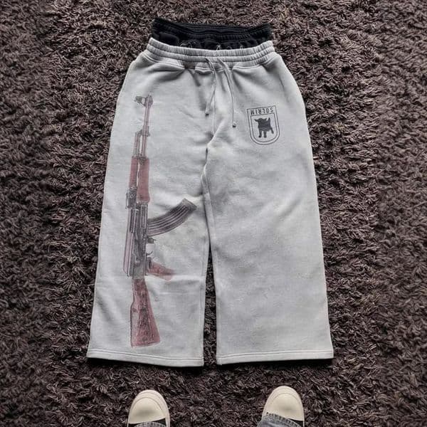 European and American double waist embroidery street folding couple sweatpants autumn 250708