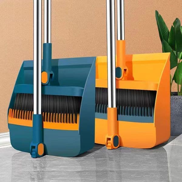 1 Set Dustpan and Long Handle Rotatable Broom Set - Efficient Floor Cleaning Tool with Comb Tooth for Hard Floors - Perfect for