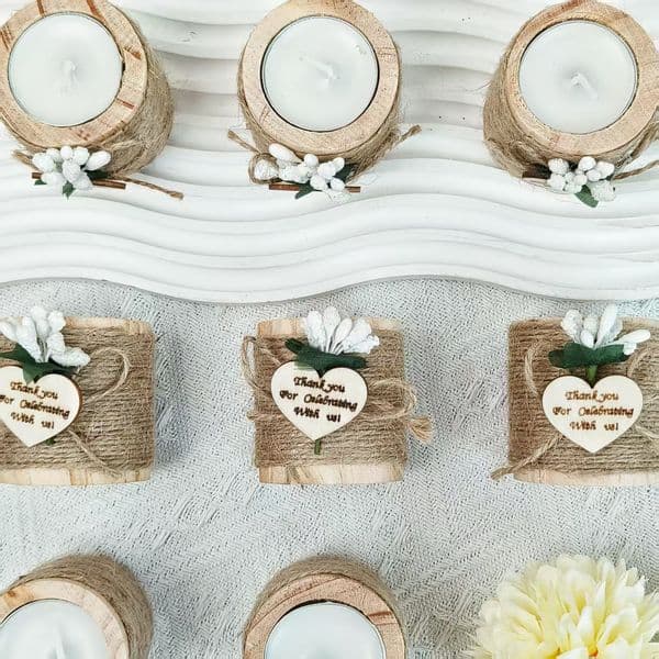 10 Pcs Wooden Candles, for Bridal Shower Gifts BabyShower Home Party Wildflower Decorations, Party Favors for Guests
