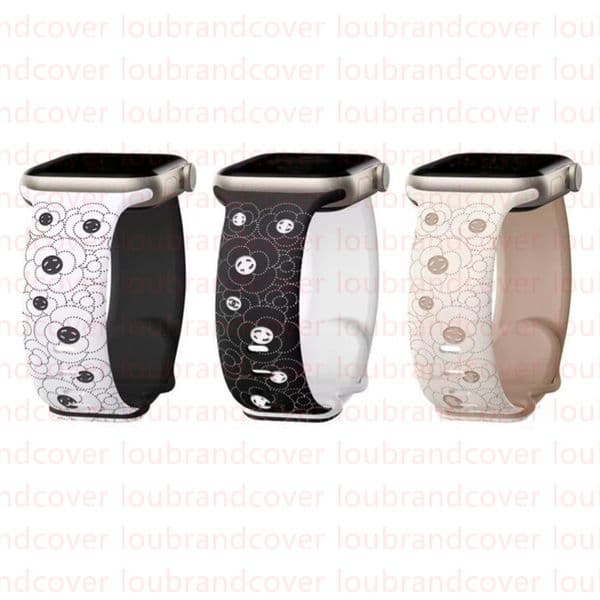 Floral Engraved Silicone Strap For Apple Watch Band 49mm 38mm 40mm 41mm 44MM 45mm 42mm 46MM Apple Watch 10 9 8 7 6 5 4 3 SE Ultra 2 Series Band Luxury Wriststrap Watchbands