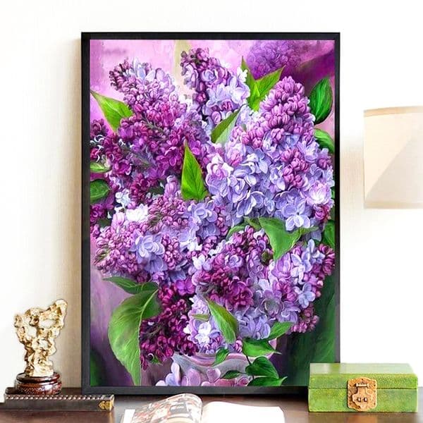 Nabi DIY Diamond Embroidery Painting Flower With Home Decoration Cross Stitch Purple Lilac Diamond Mosaic Art