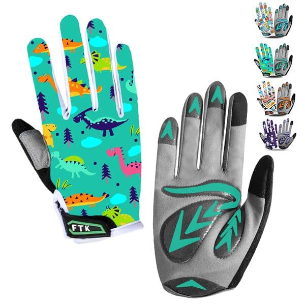 Full Finger Kids Cycling Gloves Boys Girls Youth Touch Screen Mountain Road Bicycle Warm Gel Padded Age 2-11