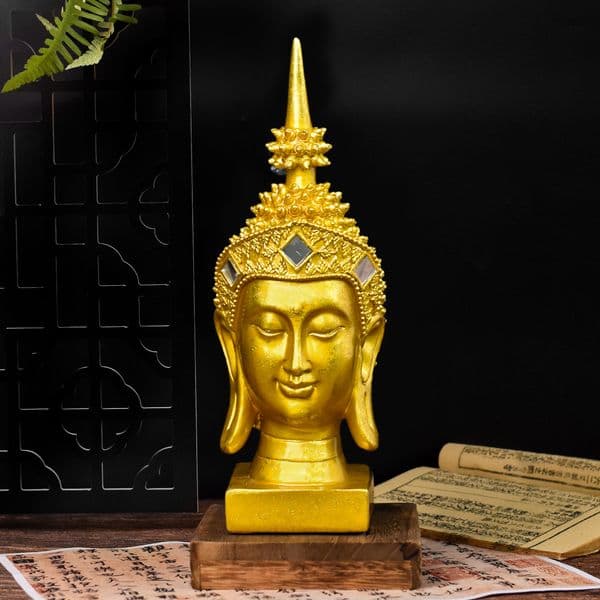 Southeast Asian Buddhist Zen Home Desktop Decoration Gold Foil Creative Buddha Head Resin Craft Ornament