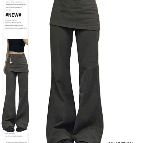 Plus Size Retro High Waist Wide Leg Jeans Spring plus Faux TwoPiece Straight Denim Workwear Micro Flare y250628