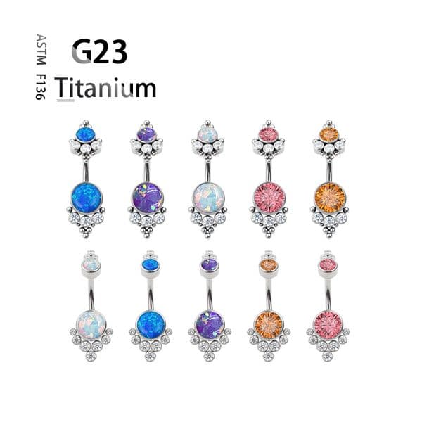 Titanium G23 14G Belly Button Ring Navel Nombril Ring Zircon Opal Body Ombligo Piercing Jewelry Bar For Women Gem Gift