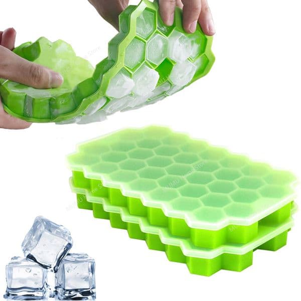 37 Cavity Honeycomb Ice Cube Trays Reusable Silicone Ice Cube Mold for Chilled Drinks Whiskey Cocktail DIY Reusable Ice Maker