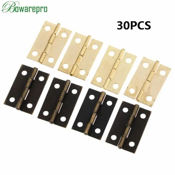 30Pcs Mini Antique Bronze Square cupboard Door Hinges For Wooden Cabinet Drawer Jewellery Box Furniture Hardware 24*16MM