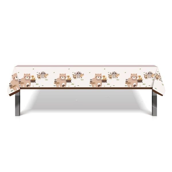 130*220cm Woodland Jungle Animals Disposable Table Cloth Jungle Safari Animals Bear Squirrel Birthday Party Decor Fox Tablecloth