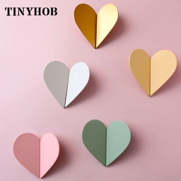 Tinyhob Pink Heart Shape Drawer Knobs Cabinet Door Handle Cupboard Wardrobe Knobs Woodworking Drop Shipping Available