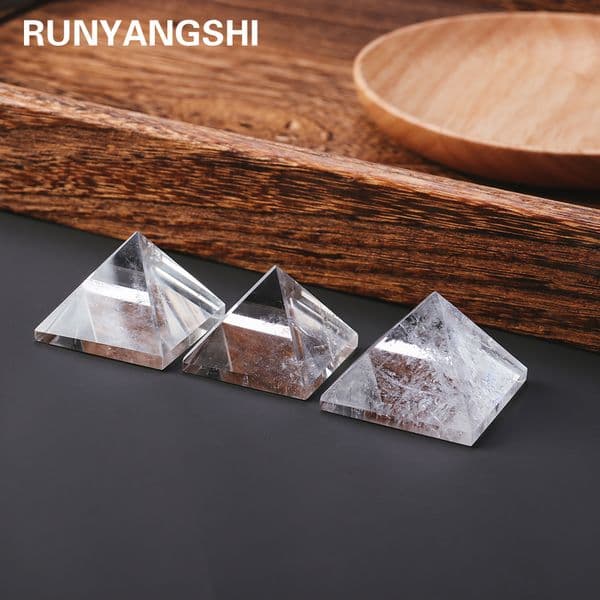 Natural Healing Clear Quartz Pyramid Energy Generator Chakra Reiki White Crystal Point Tower Egyptian Pyramid Carving Decoration