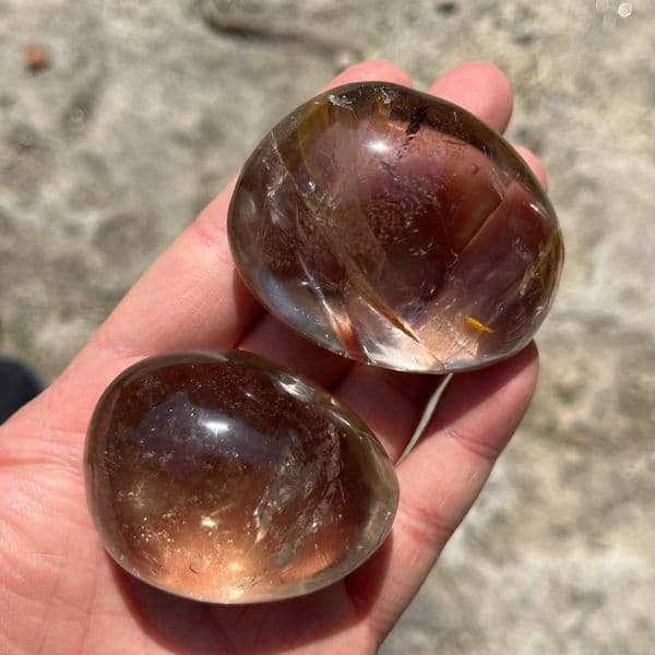 Natural Smoky Quartz Palm Stone Healing Crystal Reiki Meditation Chakra Balancing Unique Hand Polished Gemstone