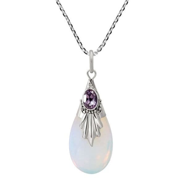 Trendy Drop-Shaped Moonstone Inlaid Pendant Necklace Women's Necklaces Bohemian Crystal Inlaid Pendant Accessories Party Jewelry