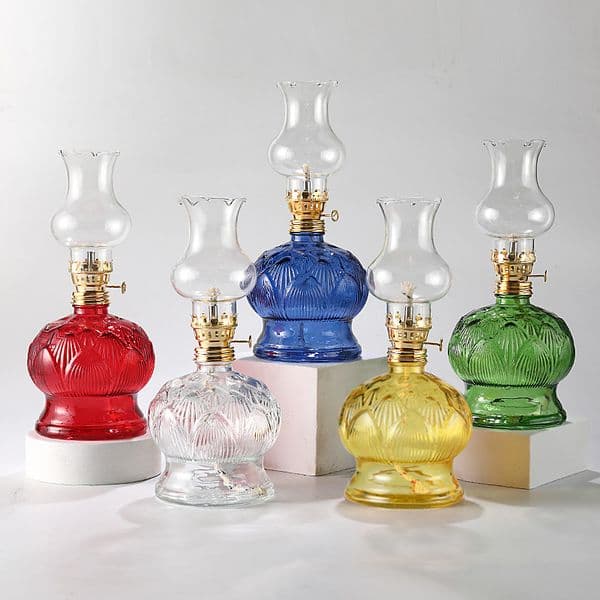 1PC Vintage Lotus Oil Lamp Chamber Glass Spirit Lamp Candlestick Ornaments Lamps Atmosphere Lantern Windproof Oil Lamp Decor