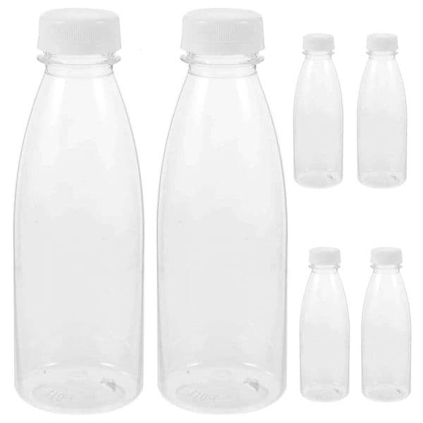 500Ml Empty Beverage Drink PET Clear Storage Containers Plastic Juice Bottle With Lids (Random Color Caps) Glass 0208505