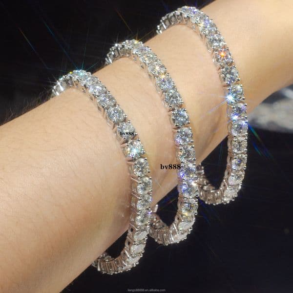 Real 10K 14K 18K Solid Gold Tennis Chain Bracelet Fast Delivery 3mm 4mm 5mm Vvs Moissanite Diamond Tennis Chain Necklace Jewelry thumbnail 2