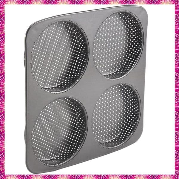 LUWEI Hamburger Bun Pan, 5 Inch Non-Stick Carbon Steel Hamburger Mold, 4 Cup Big Baking Pan For Homemade Hamburger Buns