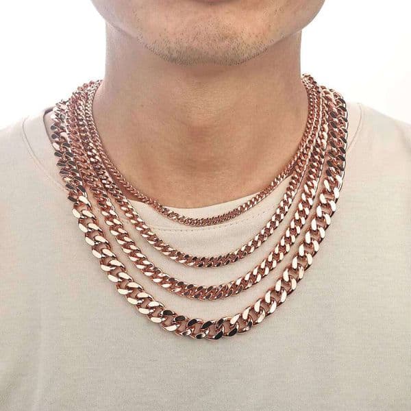 Hot Pure Brass Hip Hop Fashion Necklaces for Men Customize Jewelry 5/7/9/12mm Copper Vintage Cuban Chain Necklace