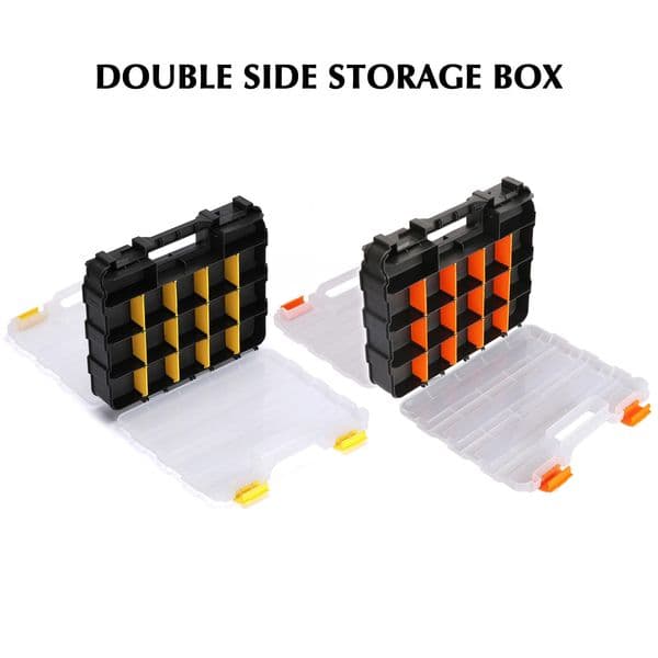 2 Side Tools Box Organizer Plastic Small Parts Storage Case Portable Tool Box Toolbox Container for Screws Nuts Nails Bolts
