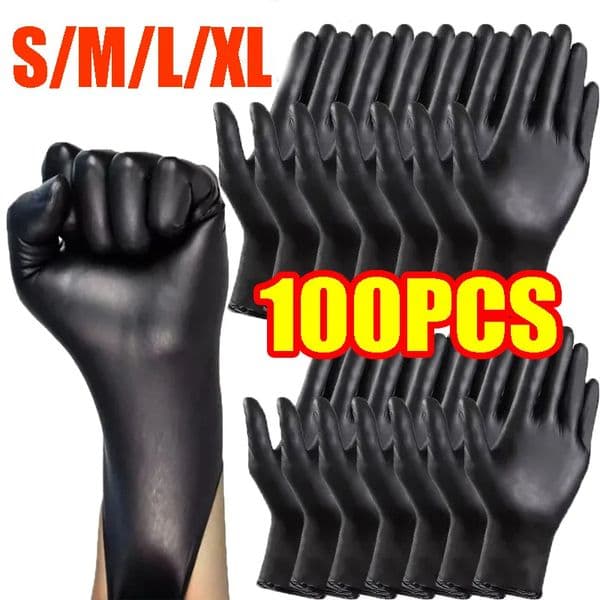 100/50/20PCS Black Nitrile Gloves Household Kitchen Bathroom Cleaning Gloves Dishwashing Nail Art Hair Dye Pets Latex Free