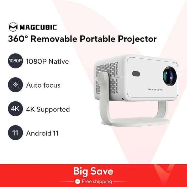 Magcubic Native 1080P 650Ansi 4K Android 11 L018 360° Projector With Auto Keystone Focus Air Mouse Wifi6 Bt5.2 Portable Outdoor