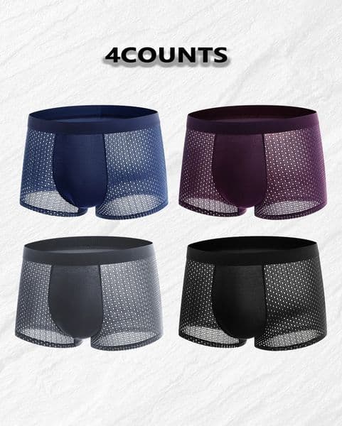 4 pairs of mens underwear ice silk half mesh summer burst four corner underpants sports mesh breathable boxer shorts 250708
