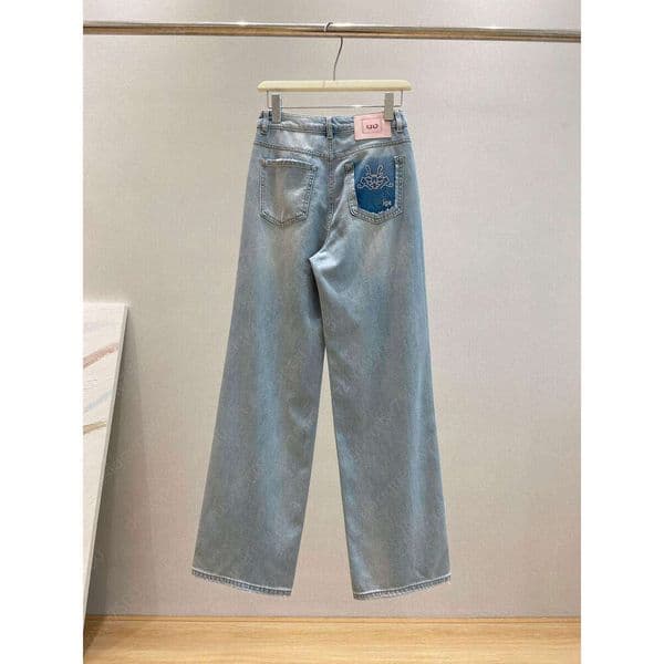 jeans womens designer summer High Waisted Wide Leg Jeans Light Blue Back Pocket Fashion embroidered letter logo Vintage Trendy Loose Fashion Streetwear