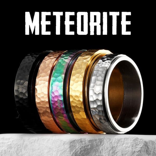 Forge Meteorite Fidget Spinner Men Rings Stainless Steel Women Jewelry Retro Punk New in Rock Fashion Accessories Gift Wholesale