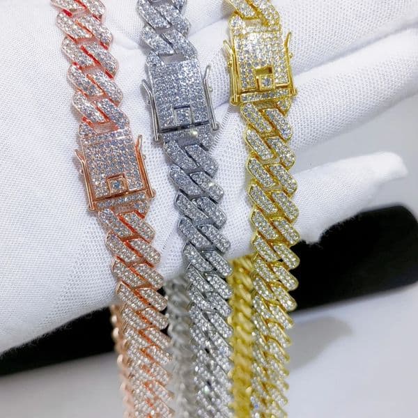 Fashion Men Cuban Link Iced Out Necklace 14MM width Rhinestones Chain Rapper CZ Cuban Chain Necklace Hip Hop Birthday Jewelry 250708