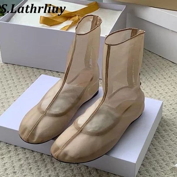 Spring Summer Round Toe Mesh Breathable Short Boots Women Buckle n Flat Ankle Botas Ladies Versatile Leisure Vacation Shoes 250708