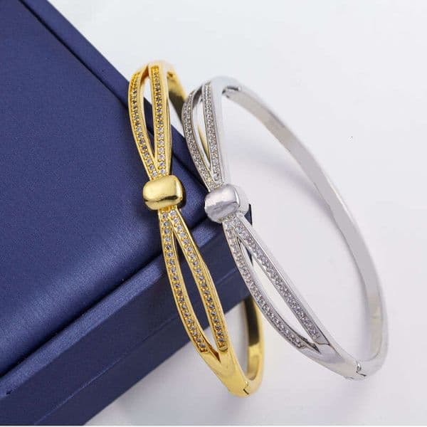 Bracelet for Women Simple Fashion Bowknot Niche Design High-end Feel Copper Inlaid Zircon Exquisite Jewelry