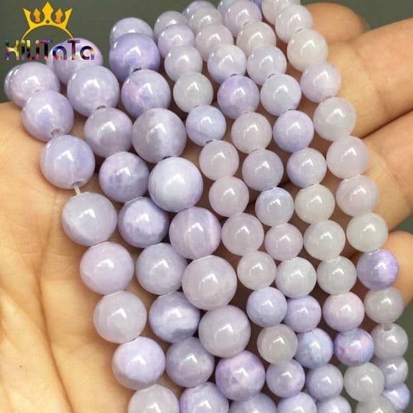 Purple Natural Jades Stone Beads Smooth Round Loose Spacer Beads For Jewelry Making DIY Bracelet Necklace 15''Strand 6/8/10/12m