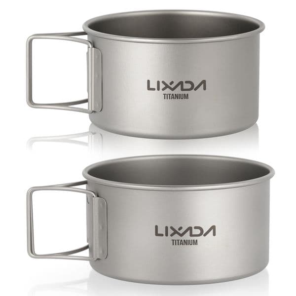 Lixada Titanium Bowl Camping Tableware with Folding Handles Dinner Food Container Outdoor Bowl for Outdoor Camping Hiking
