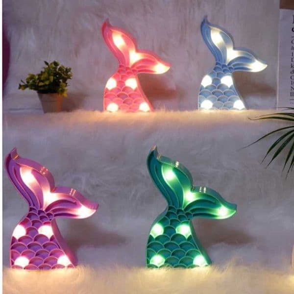 Mermaid Tail LED Night Light Indoor Lamp Party Home Bedroom Cute heart Kids Decoration Cartoon Christmas Girl Gift Light Z250710