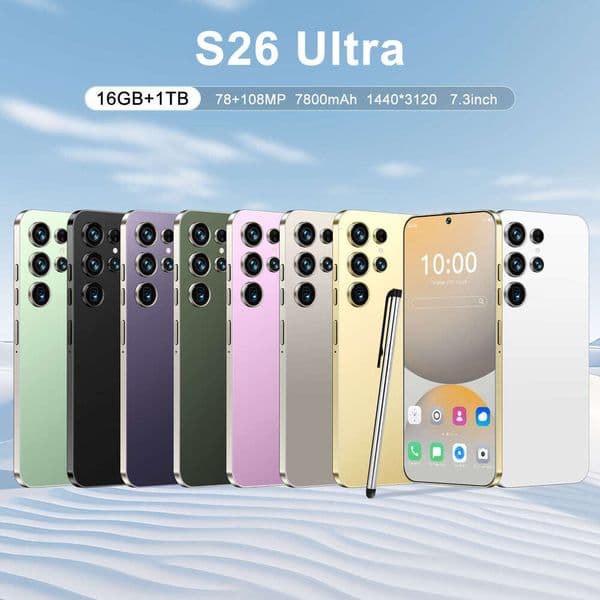 i15 i16 5G New S26 Ultra 16+1T Real 4G Android 7.3 Large Screen Smart Phone Hot Sale