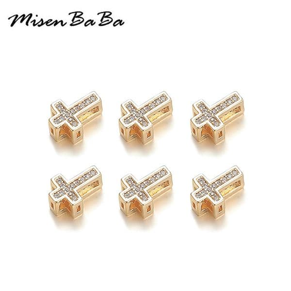 5PCS/Lot Wholesale Copper Zircon Cross Charms For Jewelry DIY Making Cross Charm Catholic Jewelry Accessories