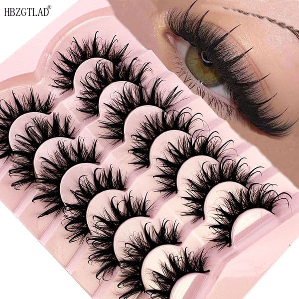 New 7Pairs Design Wet Manga Lashes 3D fluffy Eyelash Extensions Makeup Fashion Long Thick Natural Fake Eyelashes