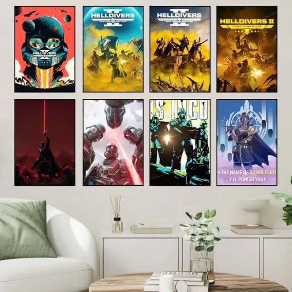 Helldivers 2 Poster Game Poster Canvas Wall Painting Game Room Wall Art Sticker Study Room Wall Decor of Apartment Dormitories