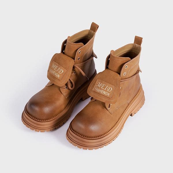 Fashion Stylish Versatile Vintage Women Shoes Leather Short Women Round Toe Boot Hip hop Rock Punk Style Designer Slip On Buckle Ankle Boot Shoes Casual Holidays