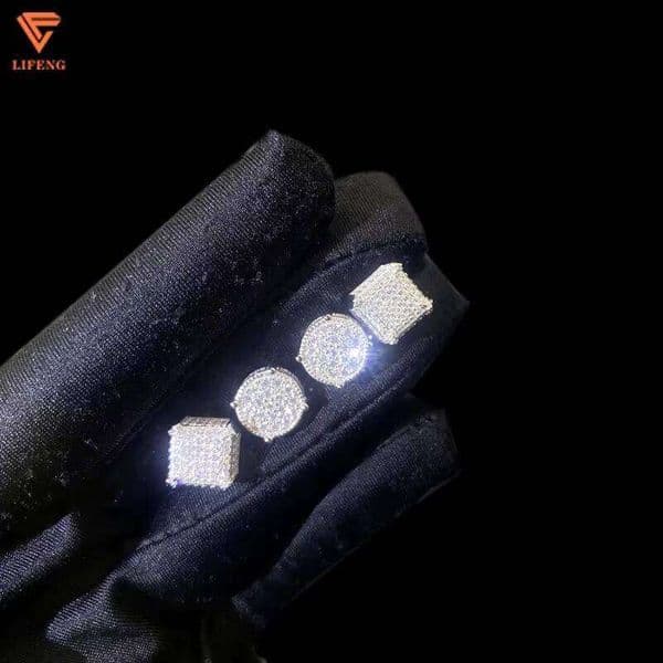 Lifeng Jewelry Iced Out Sterling Sier D Color VVS Moissanite Stud Square Dia Accept Custom Women Earrings