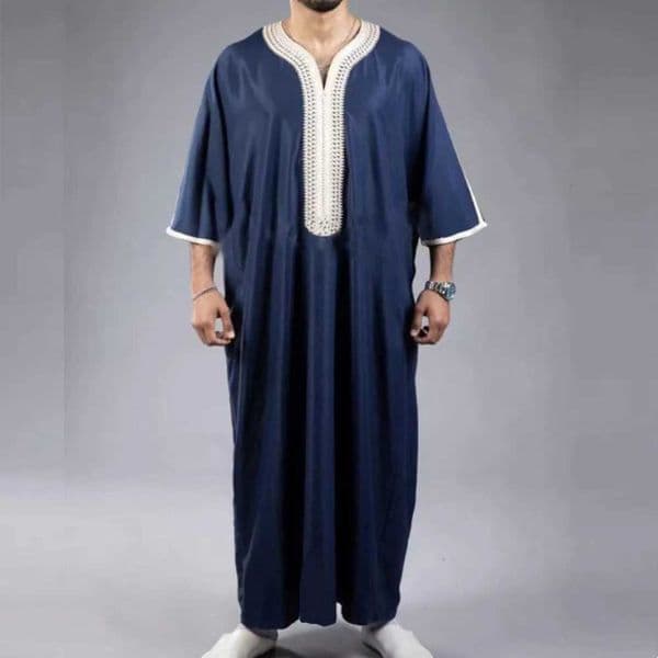 2025 New Traditional Muslim Clothing Eid Middle East Jubba Thobe Men Thobe Arab Muslim Robes with Long Sleeves Gifts for Husband W250711