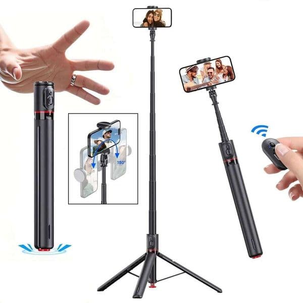 Auto Open Selfie Stick Iphone 70" Extendable Phone Tripod With Magnetic Remote For Tiktok Video Travel Vlog