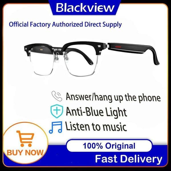 Blackview E1306 Smart For Men Women Bluetooth Call Outdoor Sport Anti-Blue Light Glasses With AI Voice Mic & Speaker