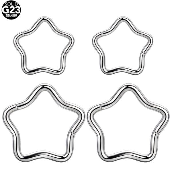 1pc Titanium Star Hinged Segment Hoops Nose Ring Septum for Women Ear Daith Helix Tragus Conch Piercing Jewelry