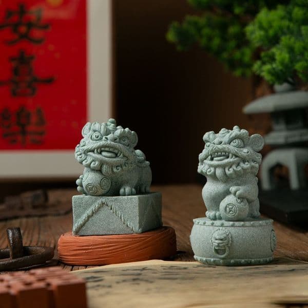 Chinese-Chic Feng Shui Awakening Lion Stone Figurines Tea Pet Small Ornaments Flower Pot Landscape Decoration Creative Auspiciou