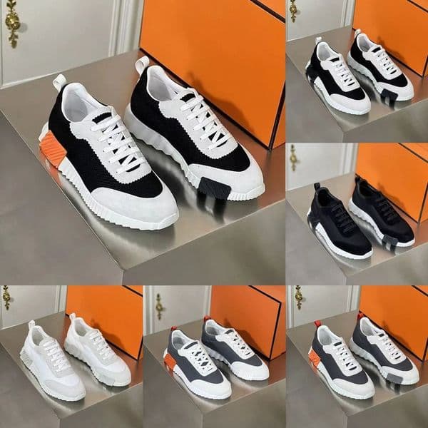 luxury designer shoes BouncSneaker Men Casual Leather And Mesh Le Up Sports Runner Shoes Ruer Sole Mans Low Top Street Style no Box Eu36-46 H Word J260324
