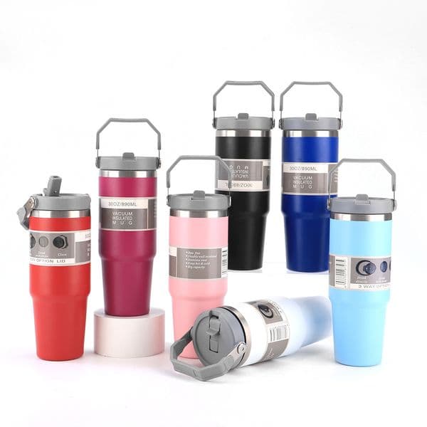 304 stainless steel 30oz car cup outdoor portable hand-held lid insulated cup solid color cold preservation ice cup Y260520