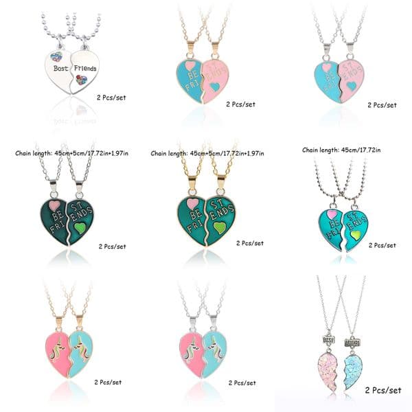 2 Pcs/Set Best Friend Necklace Creative Pentagram Pendant Alloy Accessories Friendship Necklace Best Friend Alloy Pendant