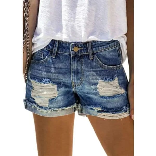 Fashion Holes Splicing Cloth Denim Shorts Women Folded Legs Thr Quarter Pants Female Casual Trend Strtwear Mini Jeans W260416