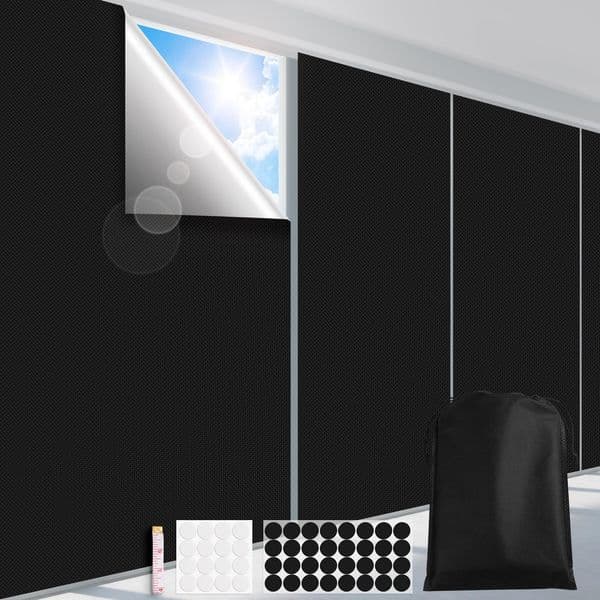 100% Removable Light Blocking Darkest Window Cloth DIY Total Blackout Glass Privacy Darkening Window Tint Black Window Sticker