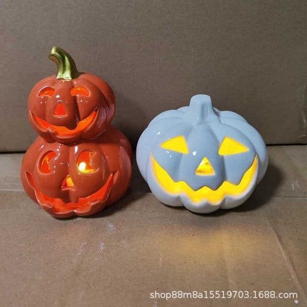Halloween decoration pumpkin Ceramic lamp home decor Table decoration and accessories Ghost Festival Skull Ornaments LED Lights Z250710